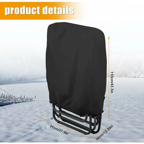 HIASDFLS Lot De 2 Housses De Chaise Inclinable Pliantes En Tissu Oxford 210D Pour Chaises De Jardin Empilables - Housse De Chaise Longue Pliable Avec Sac De Rangement (713434110 Cm) - Noir - Image 4