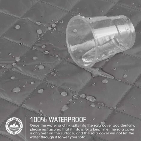 LITZEE Waterproof Sofa Covers Sofa Covers With Elastic Straps Non-Slip Foam For Living Room Dog Protector Protect From Pets, Spills, Wear And Cracks (Grey, 2 Seater 116 X 190cm) - Image 3