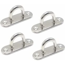 4pcs Eye Plate, M5/304 Stainless Steel Eye Plate For Deck/Wall/Boat (with 2 Holes)