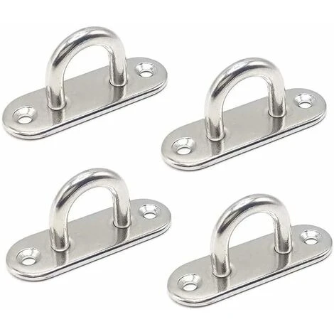4pcs Eye Plate, M5/304 Stainless Steel Eye Plate For Deck/Wall/Boat (with 2 Holes)