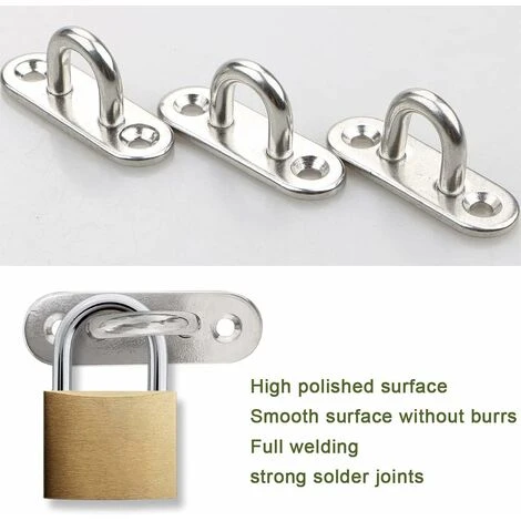 4pcs Eye Plate, M5/304 Stainless Steel Eye Plate For Deck/Wall/Boat (with 2 Holes) - Image 2