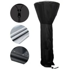 Garden Heater Cover Garden Outdoor Waterproof Heavy Duty Furniture Protective Cover Black 2409259CM