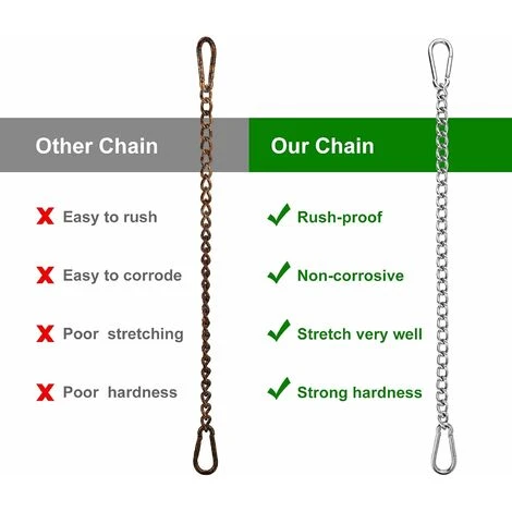 Chair Chain, 66cm Stainless Steel Extension Chain With Two Carabiner For Hammocks, Sandbags, Hanging Chairs - Image 2