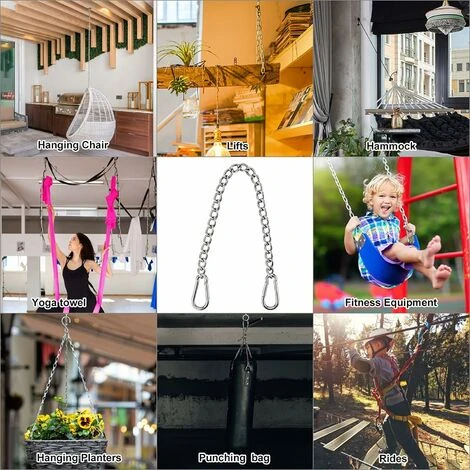 Chair Chain, 66cm Stainless Steel Extension Chain With Two Carabiner For Hammocks, Sandbags, Hanging Chairs - Image 4