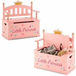 Wooden Toy Box Kids Bench Storage Chest Children'S Bedroom Organizer Cabinet