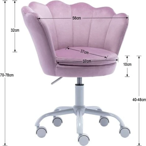 Velvet Kids Desk Chair Swivel Computer Chair For Children Girls Study Office, Height Adjustable, Purple - Image 3