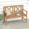 Wooden Garden Bench Acacia Wood Patio Lounger Loveseat Outdoor Slatted Seating