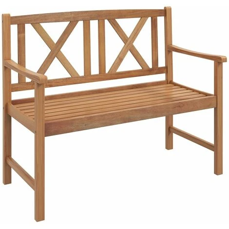Wooden Garden Bench Acacia Wood Patio Lounger Loveseat Outdoor Slatted Seating - Image 3