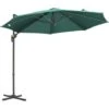 Outsunny Cantilever Roma Parasol 360° Rotation W/ Hand Crank & Base Green