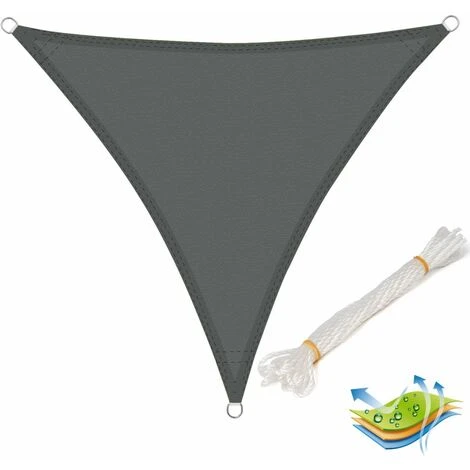 WOLTU Garden Sun Shade Sail PE Breathable Canopy Sunscreen Patio Awning Cover Grey 3x3x3m