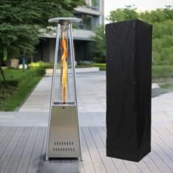 Stainless Steel Gas Pyramid 13kW Patio Heater With Cover & Wheels