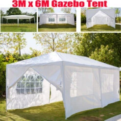 6X3m Gazebo Party Tent Outdoor Garden Patio Canopy Full Cover W/ Window & Zips