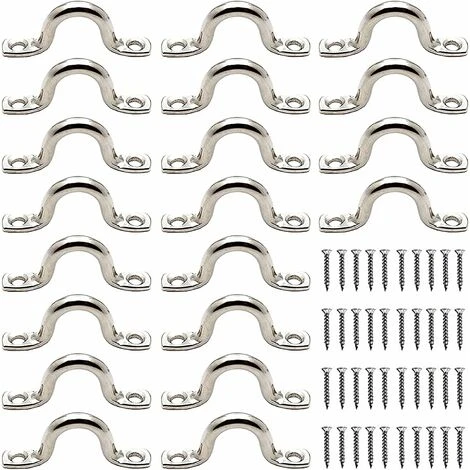 Eye Plates Stainless Steel Deck Plate Anchor Point Loop With 40 Screws Eyelet Mudguard For Shade Sails, Wall Mount, Wall Hooks, Boat Accessories (4mm) 20 Pieces