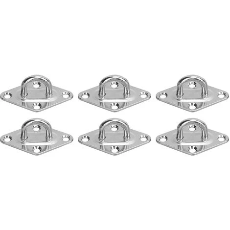 6PCS Diamond Eye Plate Wall Mount Hook Marine Deck Hardware Stainless Steel For Sunshade Sail5mm/0.20in
