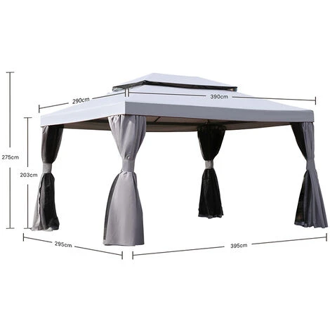 Grand Patio Gazebo Double Soft Top Canopy With Curtains And Netting For Patio,3X4M, Grey - Image 5