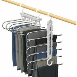 5 In 1 Trouser Hanger, Non-Slip Trouser Hanger For Jeans Ties Scarves, Gray
