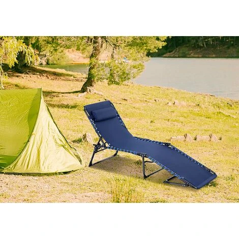 ALPHA CAMP Portable Outdoor Camping Folding Bed, Foldable Heavy Duty Sturdy Camp Beds, Oversized Sleeping Cot With Pillow And 5 Position For Adults,Travel,Office, Fishing, Indoor, Cyan Blue - Image 2