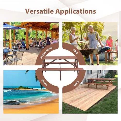 BIRCHTREE Picnic Table 4 Seats Brown - Image 3