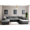 Milano Large Corner U Shape Sofa Velour Velvet Fabric - Grey