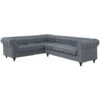 Right Hand Corner Sofa L-Shaped Button Tufted 5 Seater Grey Fabric Chesterfield