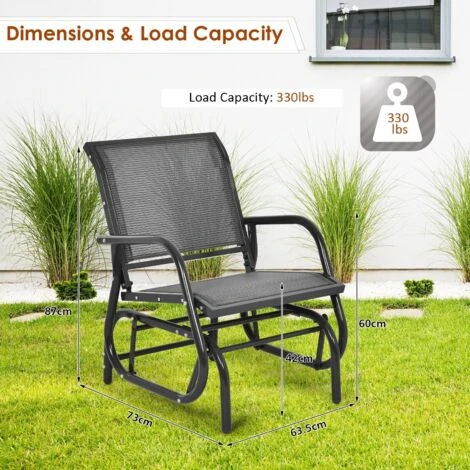 Swing Glider Chair Outdoor Single Rocking Chair Patio Chair Garden - Image 2