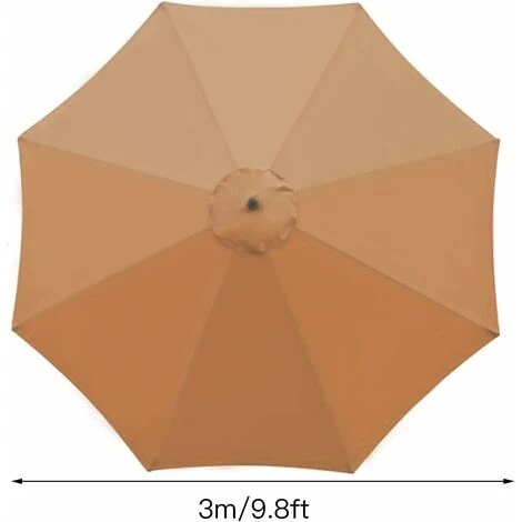 Replacement Cover For Parasol, 8 Ribs, 3 M, Waterproof, Anti-UV, Replacement Fabric, Khaki - Image 2