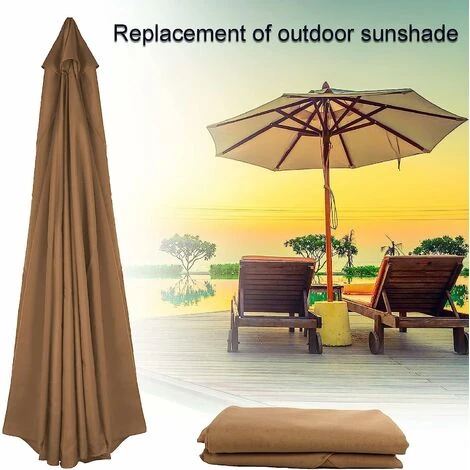 Replacement Cover For Parasol, 8 Ribs, 3 M, Waterproof, Anti-UV, Replacement Fabric, Khaki - Image 4