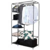 Fitprobo 104.5x45.5x158cm Portable Removable 16-tube Non-woven Wardrobe With 4 Layers And 6 Panels - Black