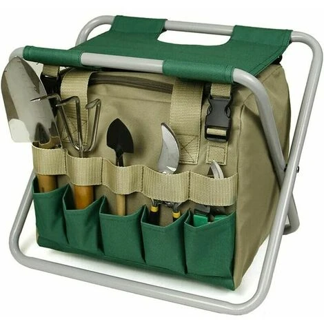 Garden Tool Set Organizer Gardener Bag Folding Garden Tool Stool Garden Seat Folding Garden Stool Kneeler Chair - Image 2