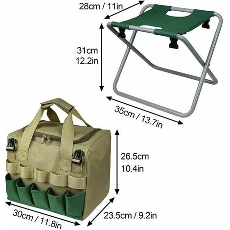 Garden Tool Set Organizer Gardener Bag Folding Garden Tool Stool Garden Seat Folding Garden Stool Kneeler Chair - Image 5