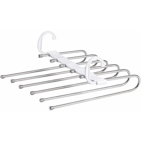 Multifunctional Pants Rack Space-saving Pants Hanger Multifunctional Clothes Hanger Magic Storage Multifunctional Foldable Non-Slip Jeans Rack, White