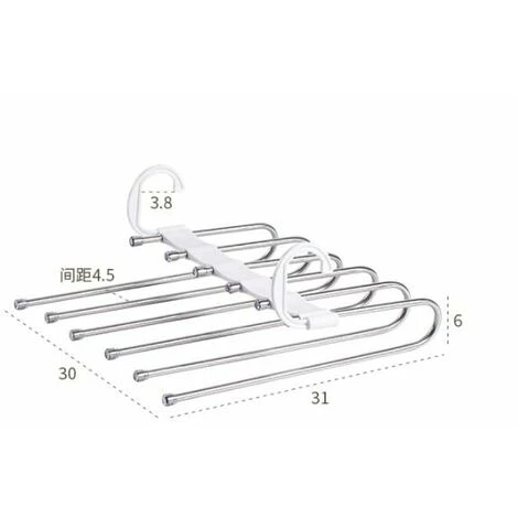Multifunctional Pants Rack Space-saving Pants Hanger Multifunctional Clothes Hanger Magic Storage Multifunctional Foldable Non-Slip Jeans Rack, White - Image 2