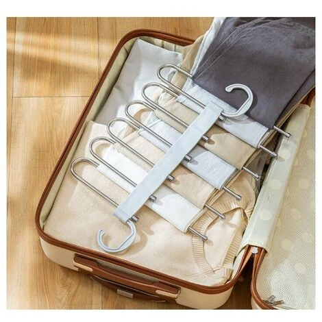 Multifunctional Pants Rack Space-saving Pants Hanger Multifunctional Clothes Hanger Magic Storage Multifunctional Foldable Non-Slip Jeans Rack, White - Image 3