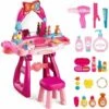 Toddler Vanity Set - Kids Vanity Table For Little Girls With Mirror And Beauty Salon Set, Christmas Birthday Gifts For Pretend Toys For Fart
