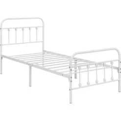 Yaheetech 3ft Single Metal Bed Frame,90x190cm, White