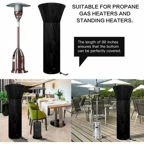 Patio Heater Cover, Outdoor Garden Heater Cover, Waterproof, Windproof, UV Resistant, 210D Patio Heater Protective Cover With Zipper - Image 3