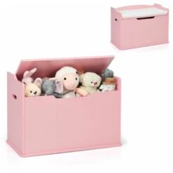2-in-1 Modern Flip-top Storage Chest Wooden Storage Organizer Bench Toy Box Unit