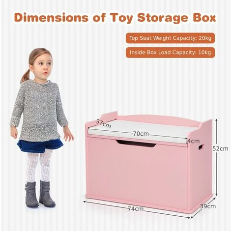 2-in-1 Modern Flip-top Storage Chest Wooden Storage Organizer Bench Toy Box Unit - Image 2