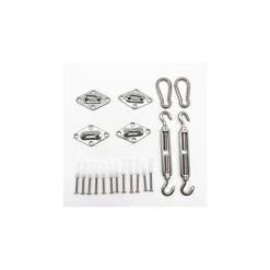 DETEX® Sun Sail Fixing Kit, Heavy Duty Hardware Triangle Rectangle Square Chrome Plated Steel - 40 Pcs