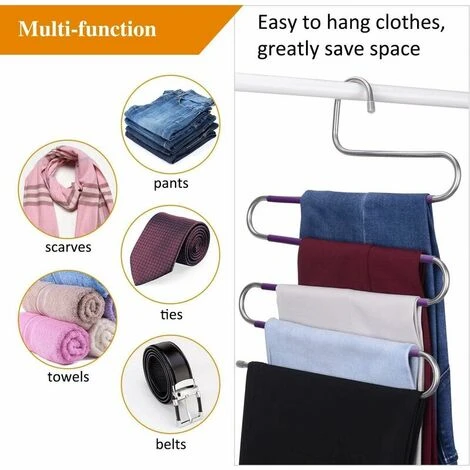 Set Of 1 S-type Space-saving Trouser Rack Anti-slip Scarf Rack Ironing Pants Rack Napkins - Image 2
