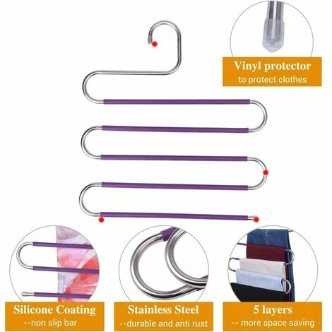 Set Of 1 S-type Space-saving Trouser Rack Anti-slip Scarf Rack Ironing Pants Rack Napkins - Image 3