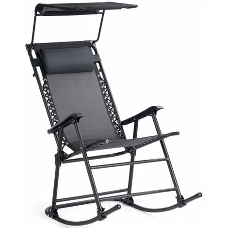 Rocking Lounge Chair With Shade Canopy Folding Rocker Chair
