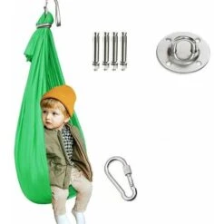Outdoor Hammock Hanging Chair Indoor Kids Swing (100280cm Green)-