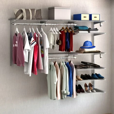 Adjustable Wall Mounted Custom Closet Organizer System W/Shelves &Hanging Rods - Image 2