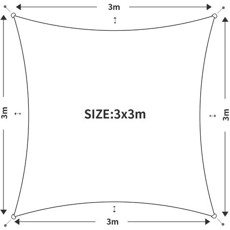 Aquariss 3x3m Sun Shade Sail Canopy Polyester UV Block With Free Rope Sunscreen Awning Square - Terracotta - Image 4
