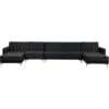 Modular U-Shaped Corner Sofa Bed 2 Chaises Seat Section Black Velvet Aberdeen
