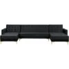 Modular U-Shaped Corner Sofa Bed 3 Seater 2 Chaises Black Velvet Aberdeen