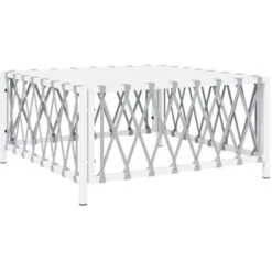 Garden Table White 70x70x34 Cm Woven Fabric VidaXL