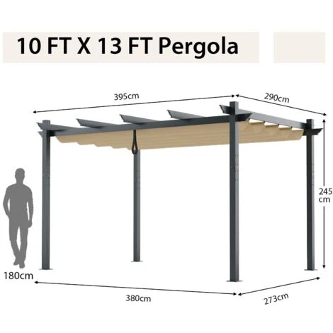 Outdoor Retractable Pergola Aluminum Grill Pavilion Canopy Shelter Grape Trellis - Image 3