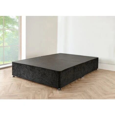 2FT6 Black Crushed Velvet Divan Bed Base